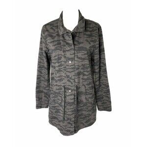 Oakley Women’s Jacket Gray Camouflage Button-Down Cotton Lightweight Size Medium